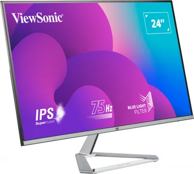 Produktbild von Viewsonic VX Series VX2476-SMH, 60,5 cm (23.8"), 1920 x 1080 Pixel, Full HD, LED, 4 ms, Schwarz, Silber