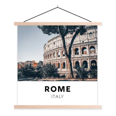 Produktbild von MuchoWow® Textilposter Rom - Italien - Kolosseum 60x60 cm mit holzfarbenen Rahmen - Wanddekoration