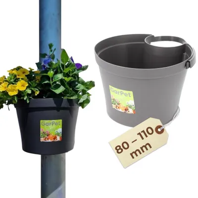 Produktbild von Blumentopf für Regenrohr Fallrohr Blumentopf Regenrohr Pflanzengefäß Regenrinne Fallrohrpflanzgefäß Pflanztopf für Pfosten Säulentopf Abflussrohr Hängetopf Säule Grau