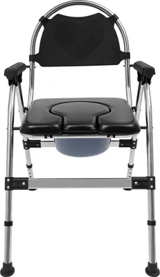 Image de Chaise de toilettes / chaise de nuit - Pliable et portable - Accoudoirs antidérapants - Assise rembourrée - Avec seau - Pour les seniors - Or