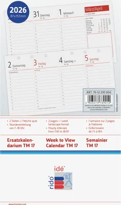 Produktbild von 2026 Rido Wochen-Ersatzkalendarium TM 17 153×87 mm 4003273789012