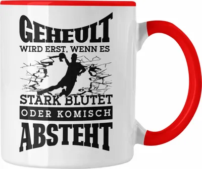 Produktbild von Trendation - Lustige Tasse Handball-Spieler als Geschenkidee Spruch Geschenk Handballspieler Trainer Coach (Rot)