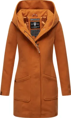 Produktbild von Marikoo Maikoo Stilvoller Damen Trenchcoat Wintermantel mit großer Kapuze in Wolloptik Business Design Rusty Cinnamon Gr. 36 - S