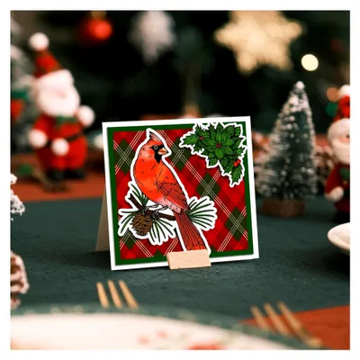 Produktbild von Transparente Weihnachtskardinal Silikonstempel für DIY-Projekte