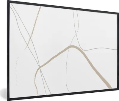 Produktbild von MuchoWow® Gerahmtes Poster Abstrakt - Minimalismus - Linienkunst 30x20 cm - Poster mit Schwarzem Bilderrahmen Wandposter Rahmen Foto Bilder - Kunstdruck - Bild-Poster
