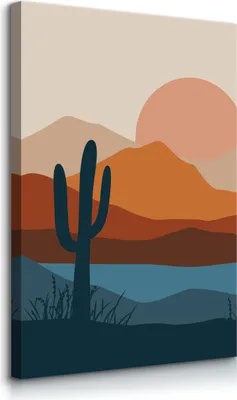 Immagine prodotto di Muralo su tela per ufficio CACTUS sole paesaggio natura stile boho l. 20cm x h. 30cm