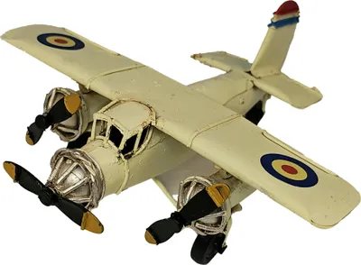 Produktbild von DynaSun Flugzeug 1710D-185 Weiss 16cm Vintage-Flugzeugmodell Retro-Stil Metall