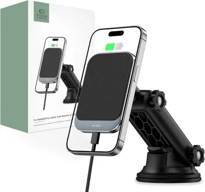 Produktbild von Magnetische Autohalterung mit kabellosem Laden 15W in Schwarz kompatibel mit MagSafe