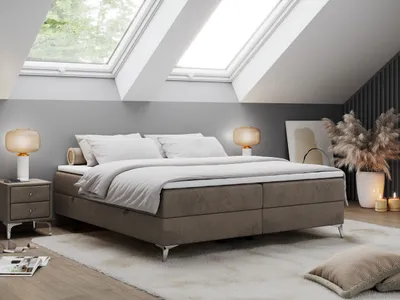 Produktbild von Boxspringbett ohne Kopfteil mit Bettkasten, Bett niedriges Kopfteil, Polsterbett ohne Kopfteil - LESS - 180x200 - Braun - H3