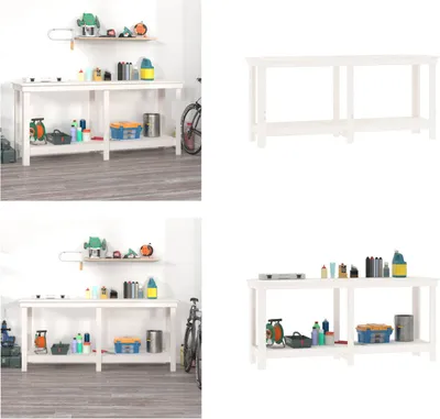 Immagine prodotto di vidaXL Banco da lavoro bianco 180x50x80 cm in legno di pino massiccio - Banco da lavoro - Banco da lavoro - Banco di stoccaggio - Banco da lavoro per garage