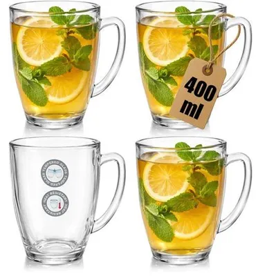 Productafbeelding van set van 4 theeglazen van gehard glas 400 ml hittebestendige