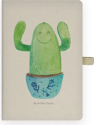 Produktbild von Mr. & Mrs. Panda notizbuch Kaktus Happy - Transparent - Geschenk, Büro, Familie, DIN A4, Kladde, Skizzenbuch, Ausbildung, Kakteen, Tagebuch, Adressbuch, Kollege, Lustig