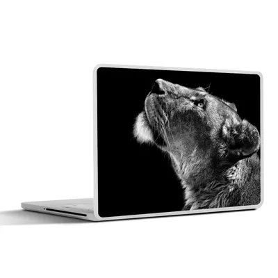 Produktbild von MuchoWow® Laptop Aufkleber Sticker Cover Löwe - Tiere - Schwarz und weiß 32.5x23.5 cm - Sticker für Laptop - Selbstklebend