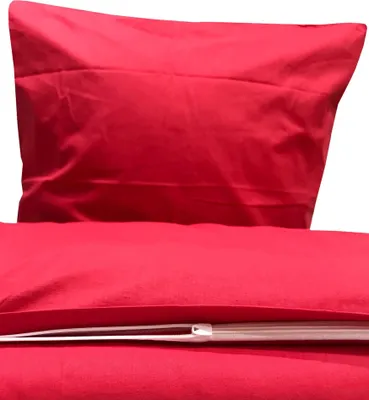 Produktbild von Uni Bettwäsche 135x200 cm Renforce Baumwolle Bettbezüge Set, Größe:4 teilig 135x200 cm, Farbe:Rot