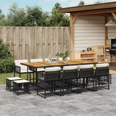 Produktbild von Möbel 13-tlg. Garten-Essgruppe mit Kissen Schwarz Poly Rattan - Gartenmöbelset 3211527