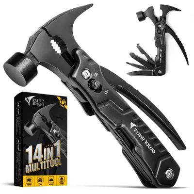 14-in-1 Multifunktionswerkzeug, kompakter Hammer, Edelstahl, schwarz
