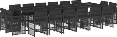 Produktbild von vidaXL 17-tlg. Garten-Essgruppe mit Kissen Schwarz Poly Rattan