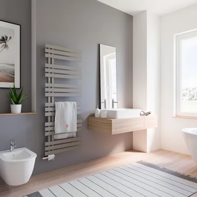 Produktbild von Schulte Heizkörper Emma, 150 x 60 cm, seitliche versetzter Mittelanschluss, Farbton Café-Braun, Stahl pulverbeschichtet, Anschluss an Zentralheizung, Lieferung ohne Thermostat oder Heizstab