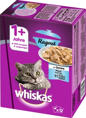 Produktbild von Whiskas Beutel 12x 85g - Adult 1+ Ragout - Fischauswahl in Gelee