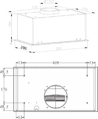 Produktbild von Amica AHGG55BK, 510 m³/h, Abluft/Umluft, C, B, C, 67 dB