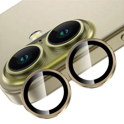Produktbild von Für Apple iPhone 16 / 16 Plus Aluminium Ring Kamera + H9 Tempered Hart Glas Gold