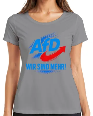 Obrázek produktu pro Tričko s nápisem "AfD Wir Sind Mehr Deutschland Patriot", šedé barvy, velikost 3XL. (Sarkastický výrok.)