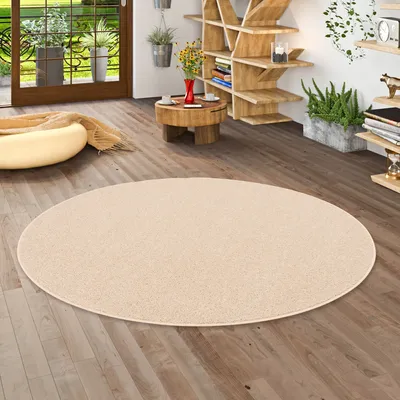 Produktbild von Teppich Hochflor Shaggy Cottage Beige Rund, Größe:400 cm Rund