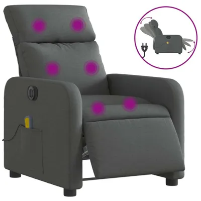 Immagine prodotto di Poltrona Reclinabile Massaggio Elettrica Grigio Scuro Tessuto