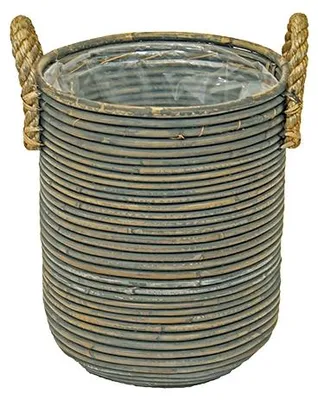 Produktbild von Pflanzgefäß Stripe Schwarz - Durchmesser 23x30 cm Van der Leeden