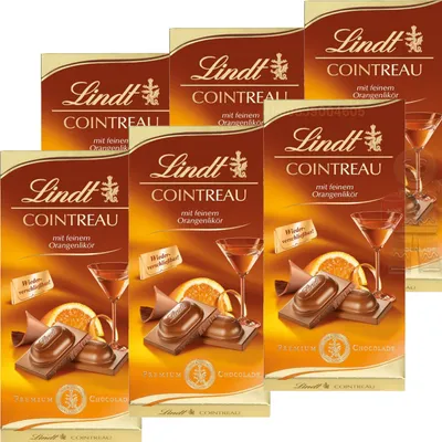 Produktbild von LINDT ALKOHOL TAFELN  | 6x 100 g Tafel  Cointreau MHD 07/24 |  600g