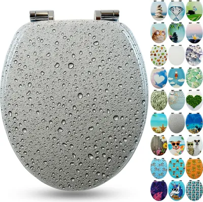 Produktbild von Sanfino® Premium WC Sitz "Grey Splash II" hochwertiger Toilettendeckel mit Absenkautomatik aus Holz, hoher Sitzkomfort & einfache Montage