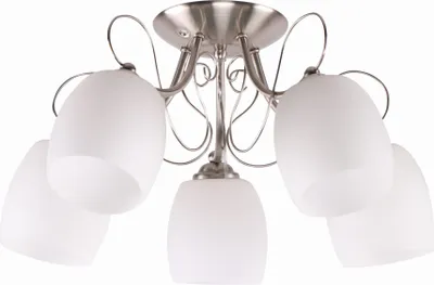 Image de Plafonnier AMBA argent-blanc 5xE27x40W en verre, dimensions : 28x56x56 cm, IP20, Candellux