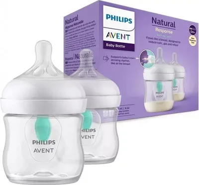 Immagine prodotto di Philips AVENT Natural Response - 2x biberon con valvola AirFree, 125 ml, senza , per neonati da 0 mesi (modello SCY670/02) 2 unità 1 biberon