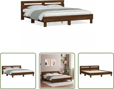 Immagine prodotto di The Living Store Struttura letto con testiera in rovere marrone 200x200 cm