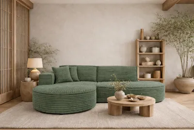 Obrázek produktu pro Kaiser Möbel Rohová pohovka ve tvaru L, manšestr Velo, olivová, levostranná, Modena Studio