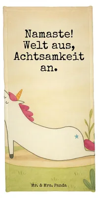 Produktbild von Mr. & Mrs. Panda Frottier Einhorn Yoga Design - Weiß - Geschenk, Badelaken, Duschhandtuch, Süß, Namaste, Duschtuch, Badhandtuch, Unicorn, Sport, Einhörner, Handtuch