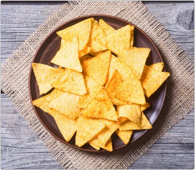 Produktbild von Spritzschutz Herdabdeckplatte Schneidebrett aus Glas Nachos auf Teller 1-Teilig (60x52cm)
