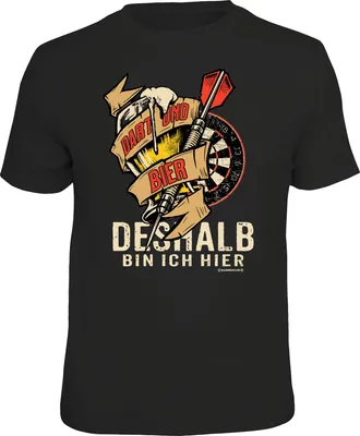 Produktbild von T-Shirt mit Fun Dartspieler Motiv für Herren & Damen, 100% Baumwolle, Größen S-XXL