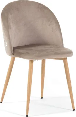 Immagine prodotto di Set di 2 sedie da pranzo imbottite, gambe in metallo, design elegante per cucina, sala da pranzo, bar e ristoranti SARA - Taupe/ effetto legno