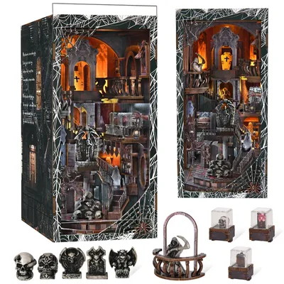 Book Nook Bausatz Spukvilla mit LED, 3D-Holzpuzzle, DIY
