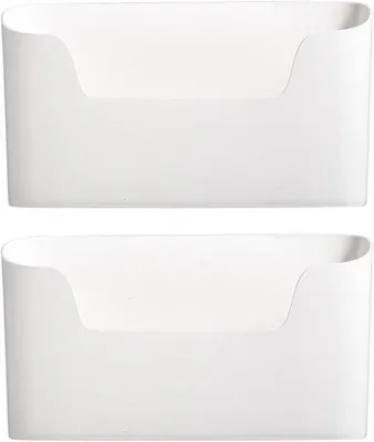 Productafbeelding van Wandopbergssystemen - Zelfklevend met één compartiment - Geen boren nodig - Geschikt voor kantoorbenodigdheden - (Wit, 2-pack)