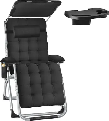 Image de Chaise longue pliable CLOUD II avec pare-soleil - noir, par pièce