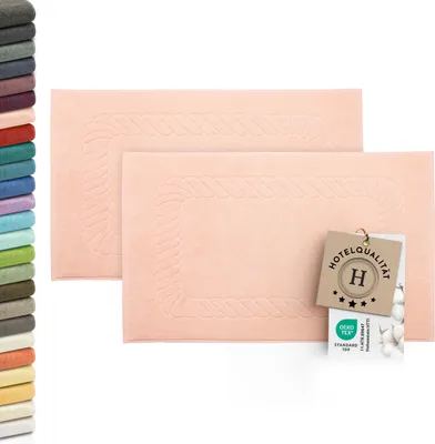 Produktbild von 2er-Set Badematten, Baumwolle,  50x70 cm, 740g/qm, aprikot (rosa)