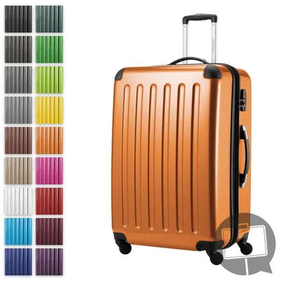 Zdjęcie produktu dla Alex - Duża walizka na kółkach do bagażu rejestrowanego z wysuwanym wózkiem walizka podróżna XL 75 cm, 119 L, 4 kółka, błyszcząca, pomarańczowa