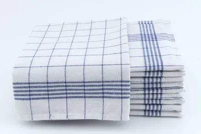 Produktbild von Geschirrtücher Halbleinen 10er Pack Blau/Weiß kariert 50x70 cm
