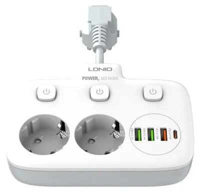 Produktbild von Intelligenter Steckdosenadapter mit 2 EU-Steckdosen und USB-Ports