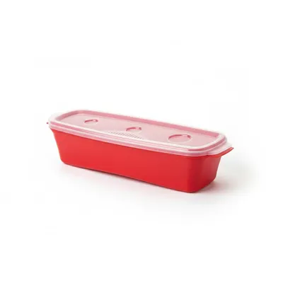 Produktbild von Mikrowellen Nudelkocher Rot bis zu 150g Deckel mit Portionierer Pastakocher Nudel Spaghetti Pasta Kocher