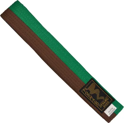 Produktbild von TEKKA BUDO Kampfsport Gürtel Grün-Braun mittig geteilt 2-farbig - Budogürtel halb halb gestreift, Karate, Judo, Taekwondo, Ju-Jutsu - 260 cm