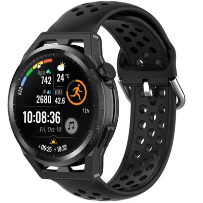 Produktbild von Strap-it Huawei Watch GT Sportarmband mit Löchern (Schwarz)