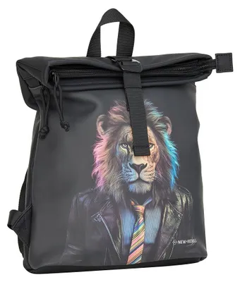 Produktbild von New Rebels Rolltop Cityrucksack Los Angeles – Stylischer Rolltop Rucksack mit Löwen-Design, Wasserabweisend & Praktisch